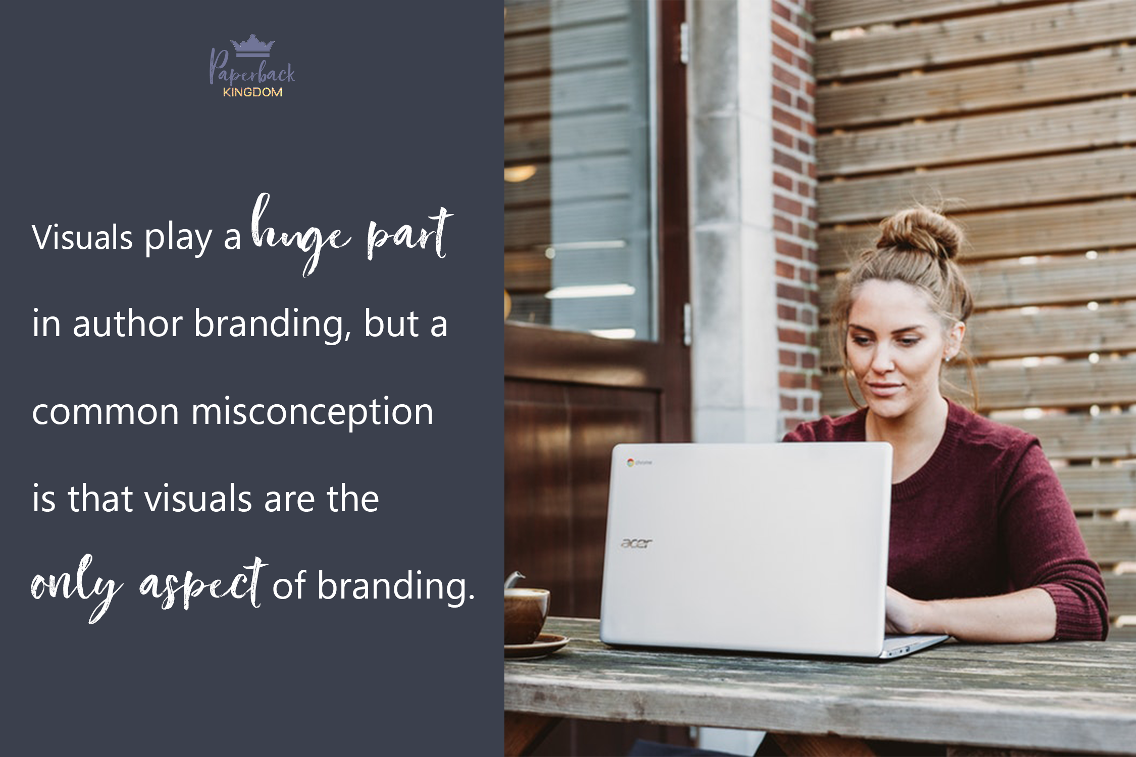 Visuals play a huge part in author branding, but a common misconception is that visuals are the only aspect of branding.